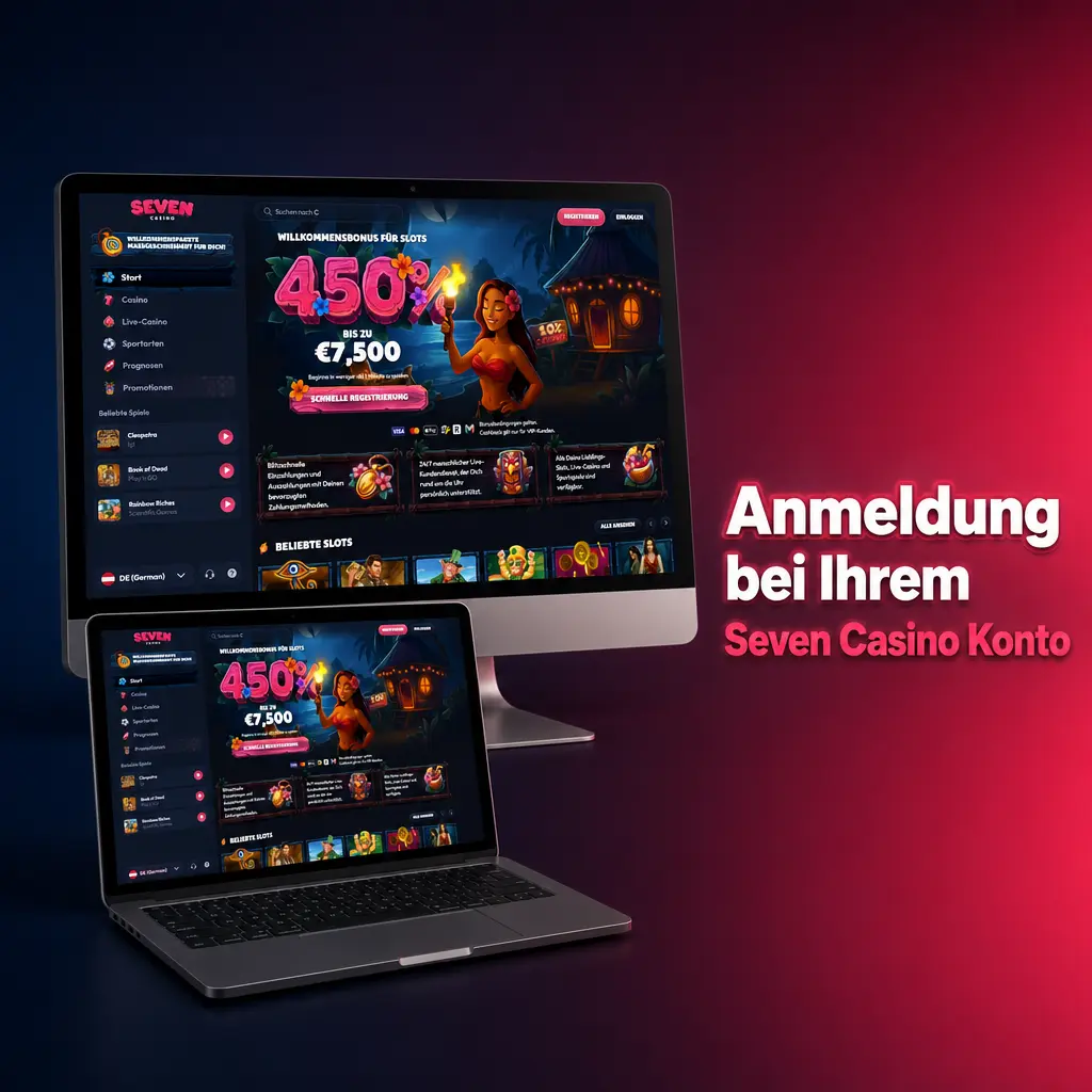 Seven Casino Anmeldefenster für den sicheren Login mit E-Mail oder Mobilnummer und Passwort.
