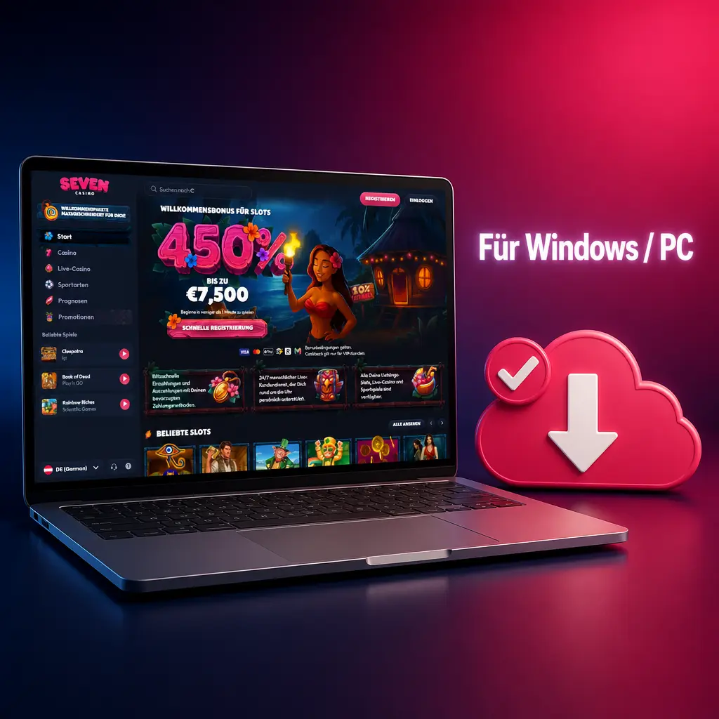 Schritt-für-Schritt-Anleitung zur Installation der Seven Casino Windows-App auf dem PC.