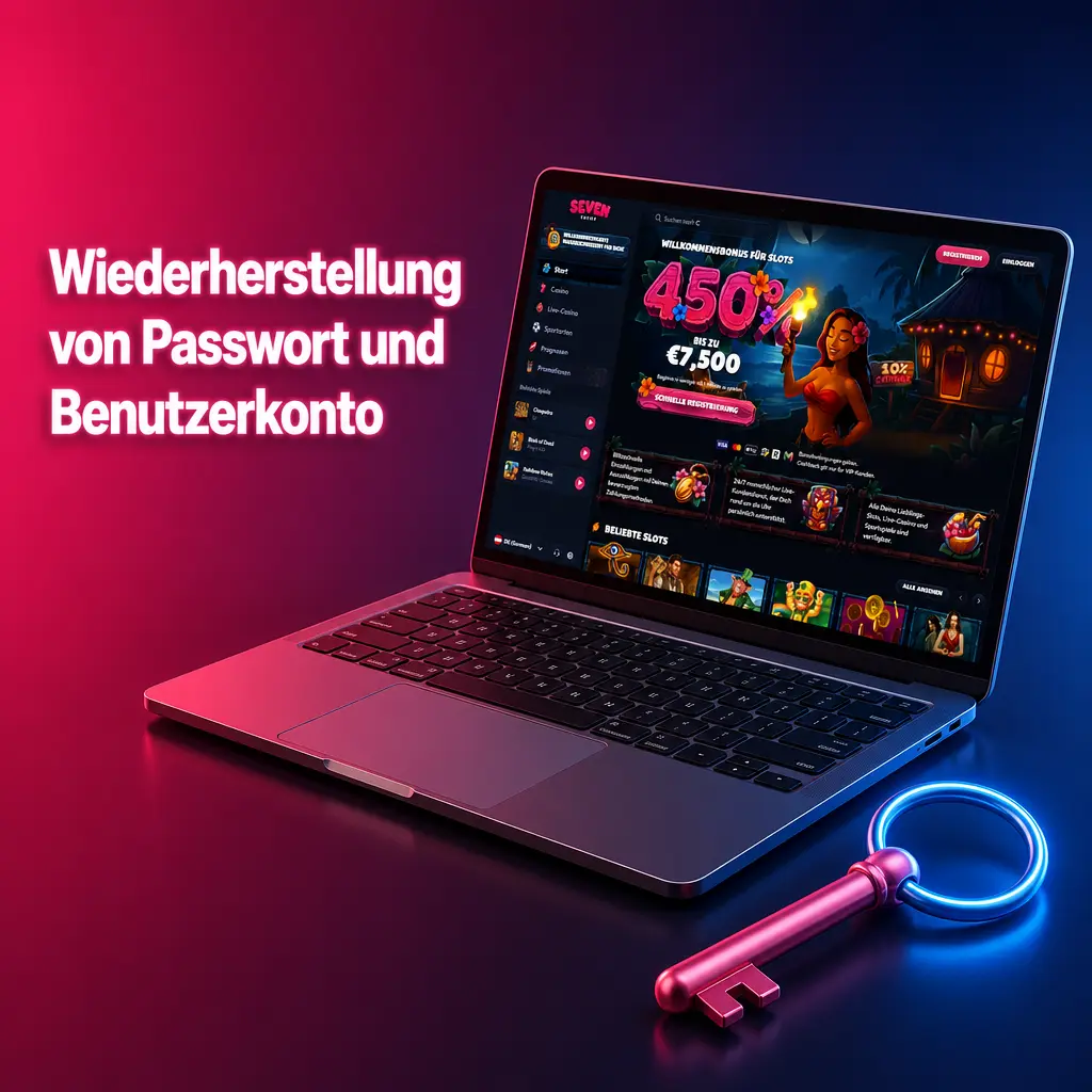 Anleitung zur Wiederherstellung von Passwort und Benutzerkonto im Seven Casino.