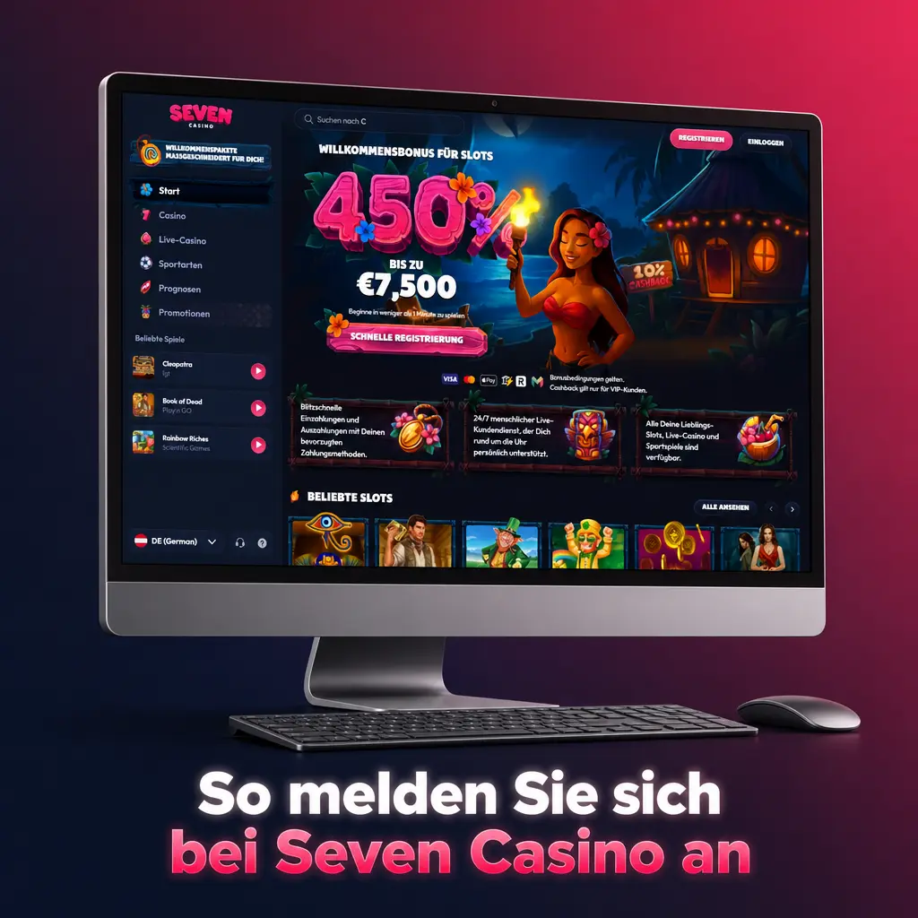 So funktioniert die schnelle Anmeldung und Kontoverifizierung in 4 Schritten bei Seven Casino.